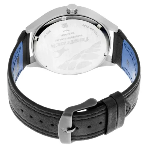 Fastrack NN3205TL02 Titanium Quartz Analog Date Grey Dial Leather Strap Watch