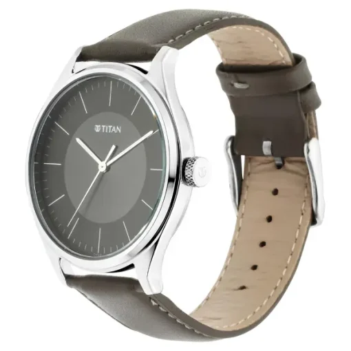 Titan NP1802SL08 Gray Leather Analog Men's Watch